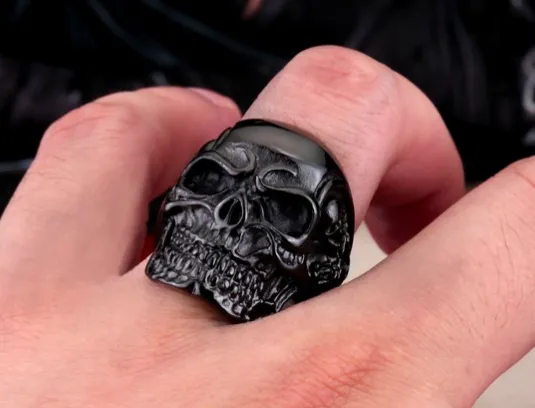 Stainless Steel Skeleton Skull Head Rings