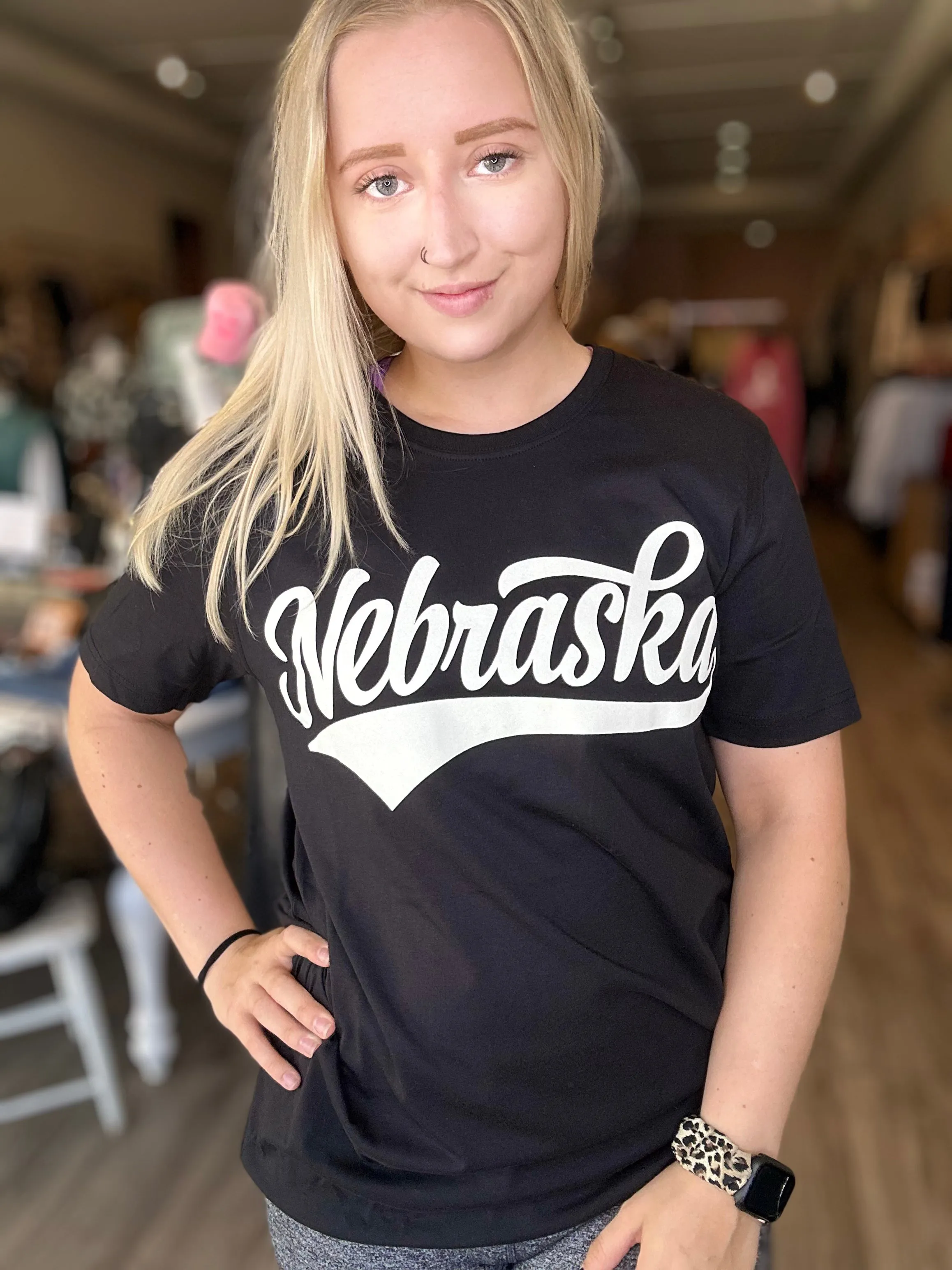 State Scripted Black Tee