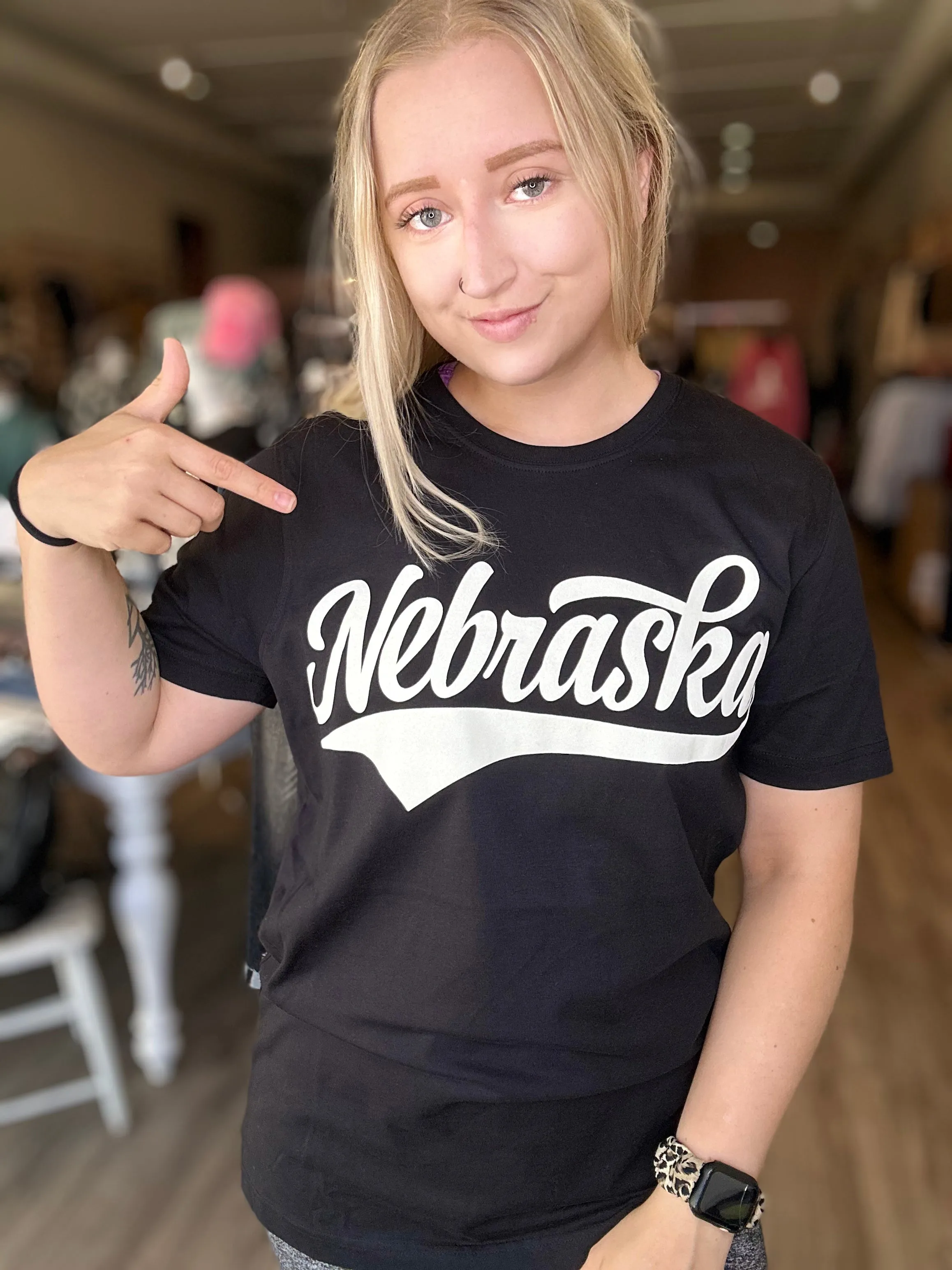 State Scripted Black Tee