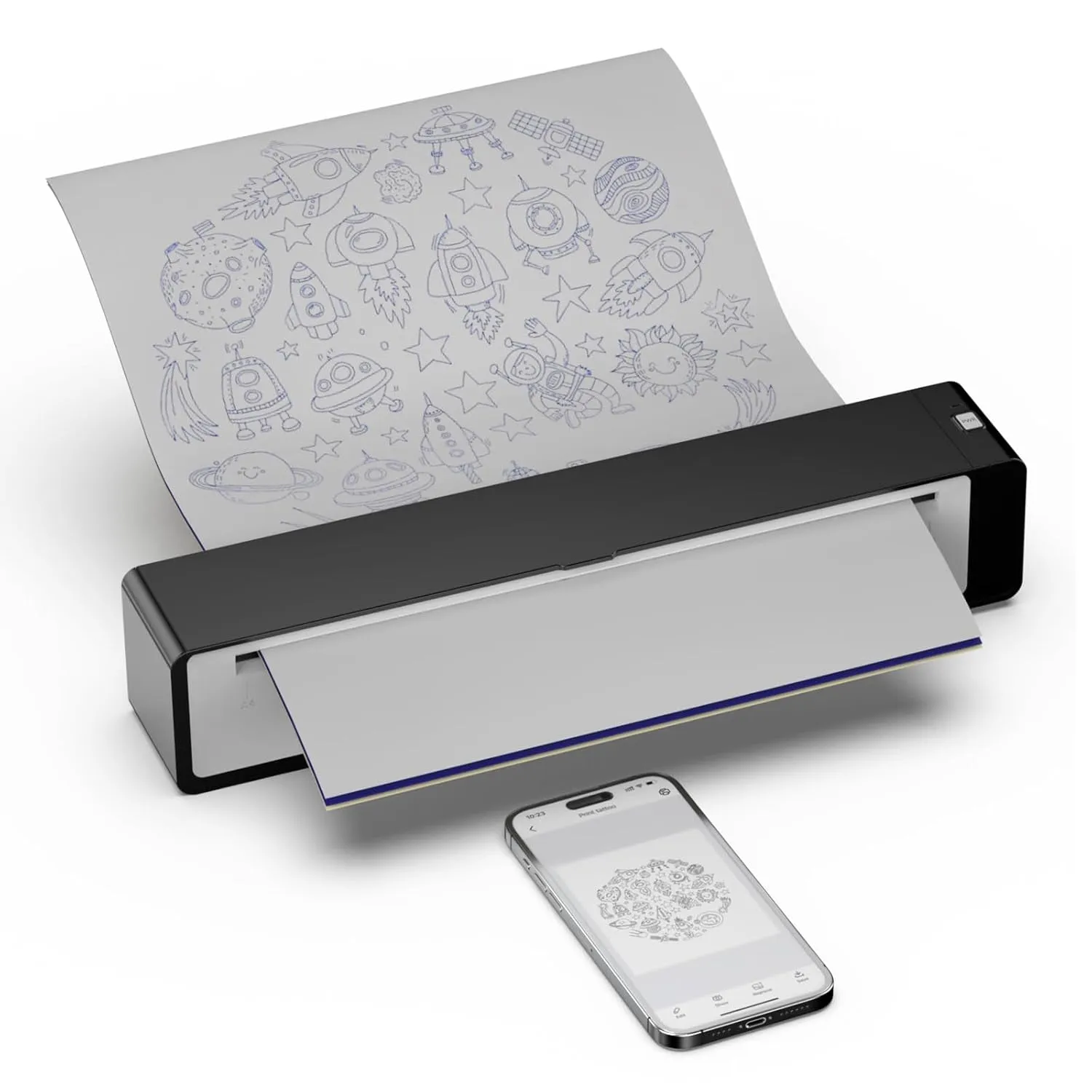 Stencil Printer, Wireless Bluetooth Tattoo Printer with 2500Mah Battery, Portable Tattoo Thermal Copier Machine Compatible with Smartphones & PC N202007