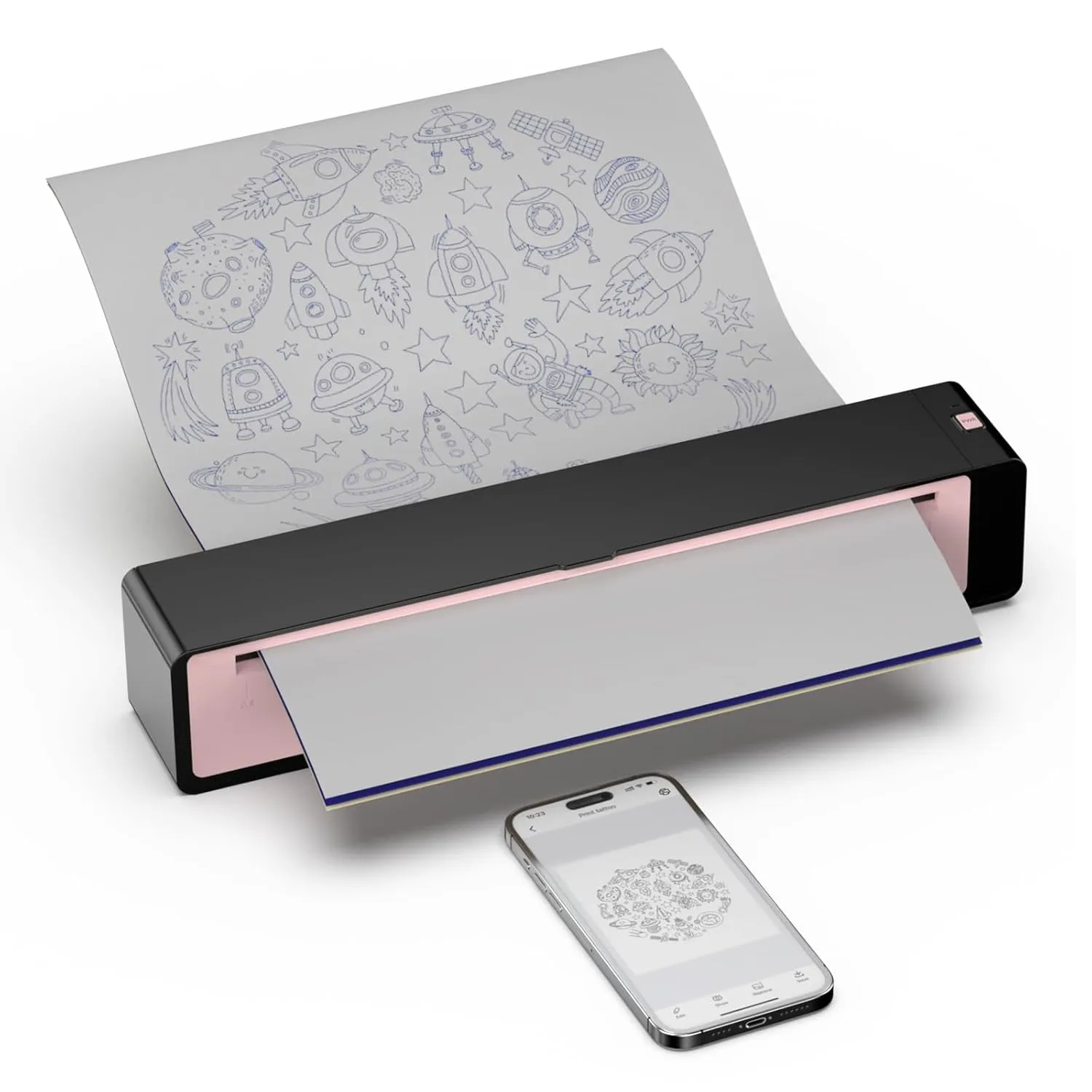 Stencil Printer, Wireless Bluetooth Tattoo Printer with 2500Mah Battery, Portable Tattoo Thermal Copier Machine Compatible with Smartphones & PC N202007