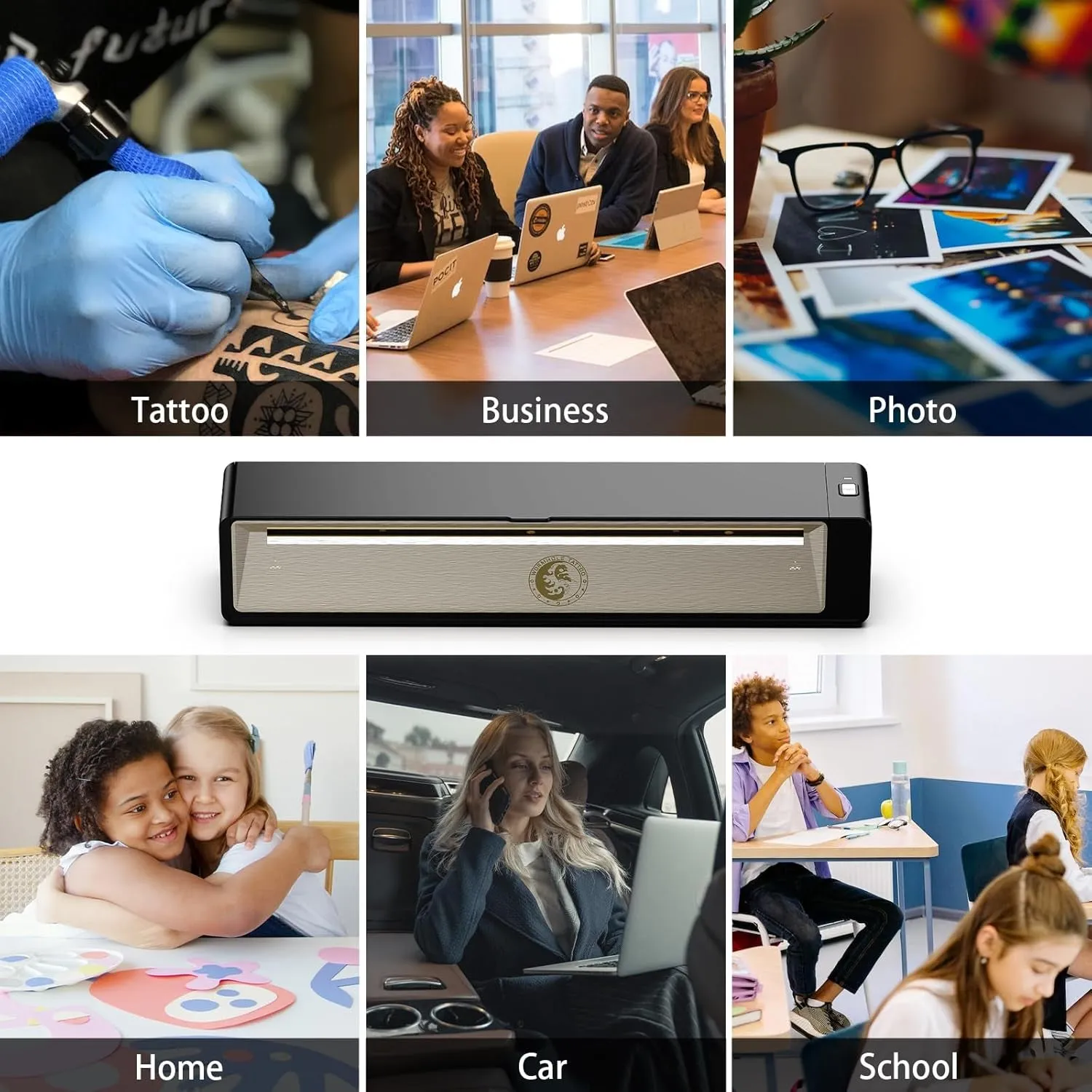 Stencil Printer, Wireless Bluetooth Tattoo Printer with 2500Mah Battery, Portable Tattoo Thermal Copier Machine Compatible with Smartphones & PC N202007
