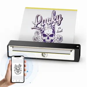 Stencil Printer, Wireless Bluetooth Tattoo Printer with 2500Mah Battery, Portable Tattoo Thermal Copier Machine Compatible with Smartphones & PC N202007