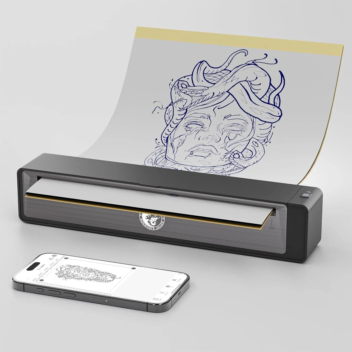 Stencil Printer, Wireless Bluetooth Tattoo Printer with 2500Mah Battery, Portable Tattoo Thermal Copier Machine Compatible with Smartphones & PC N202007