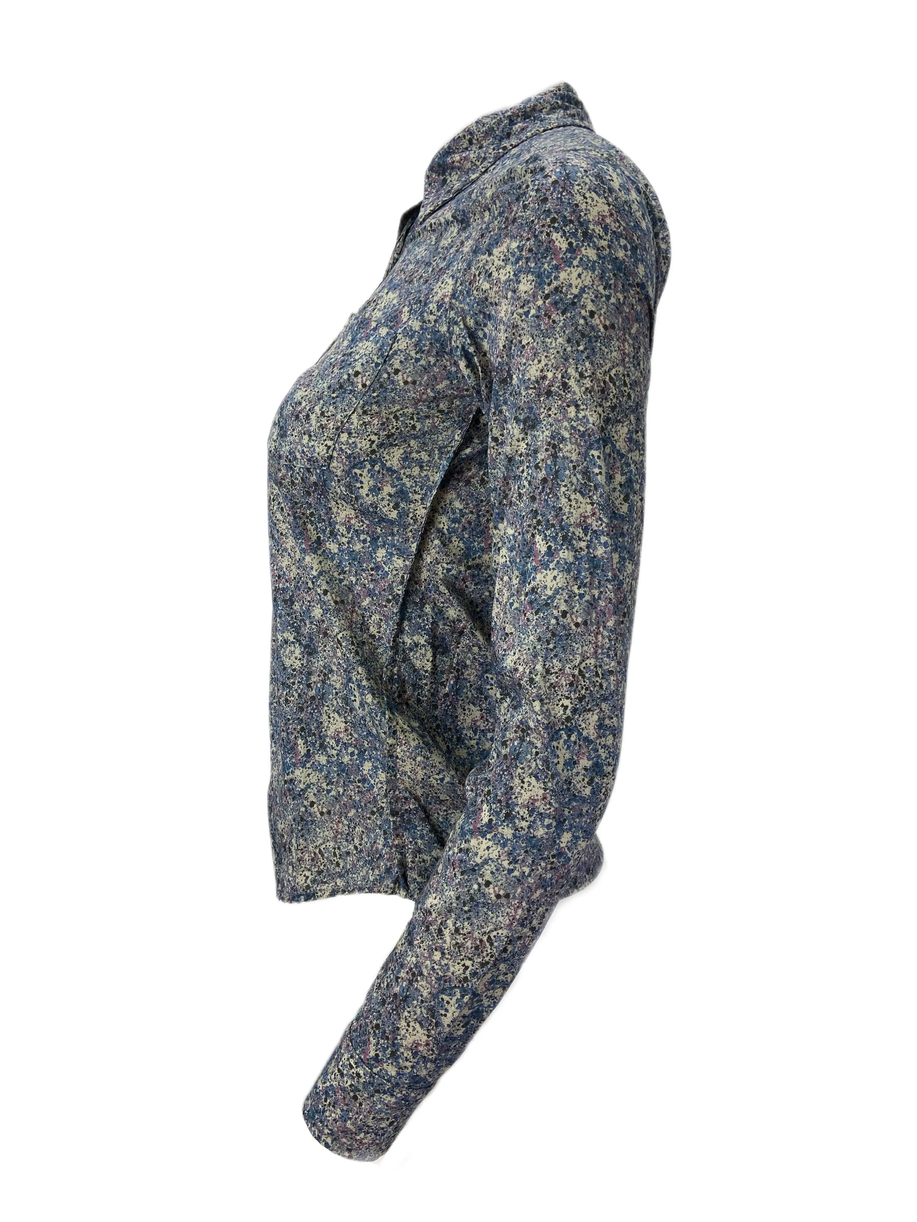 STEVEN ALAN Women's Multicolor Reverse Patterned Casual Shirt Sz P NWT