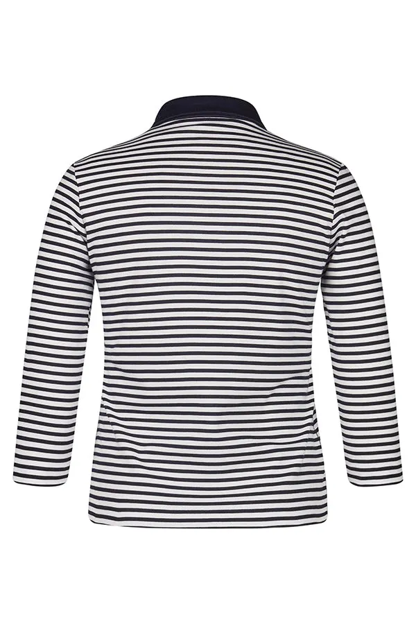STRIPED ZIPPED POLO T-SHIRT