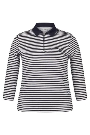STRIPED ZIPPED POLO T-SHIRT