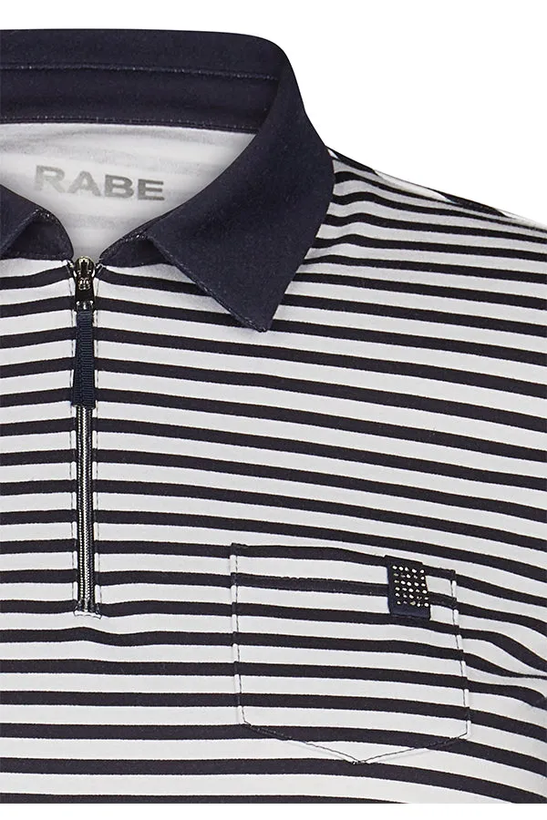 STRIPED ZIPPED POLO T-SHIRT