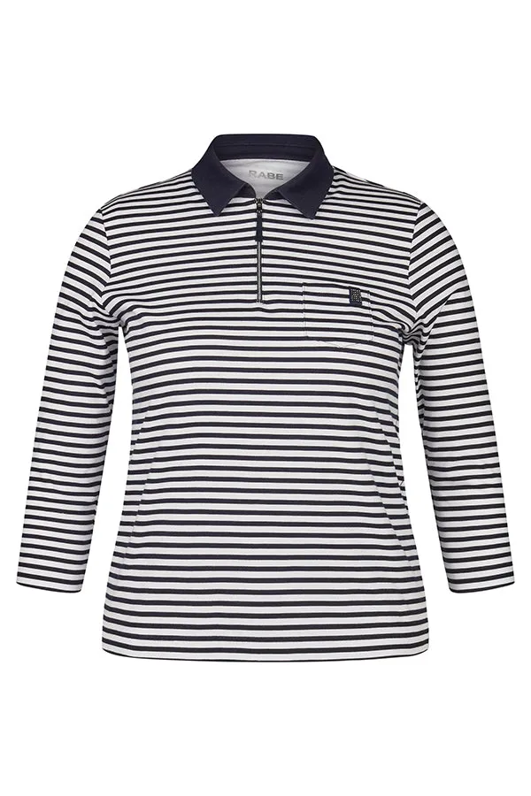 STRIPED ZIPPED POLO T-SHIRT