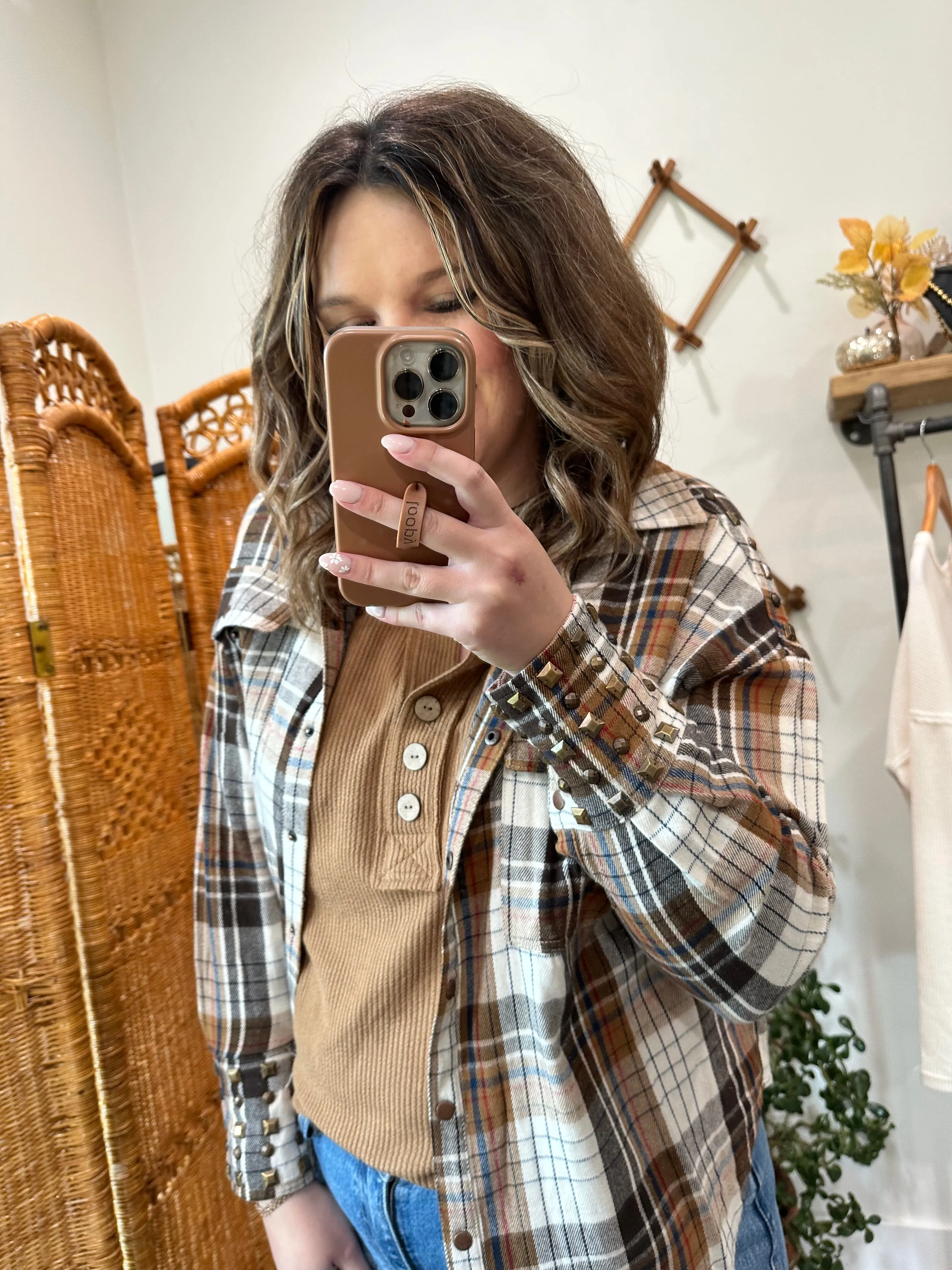 Studded Mocha Plaid