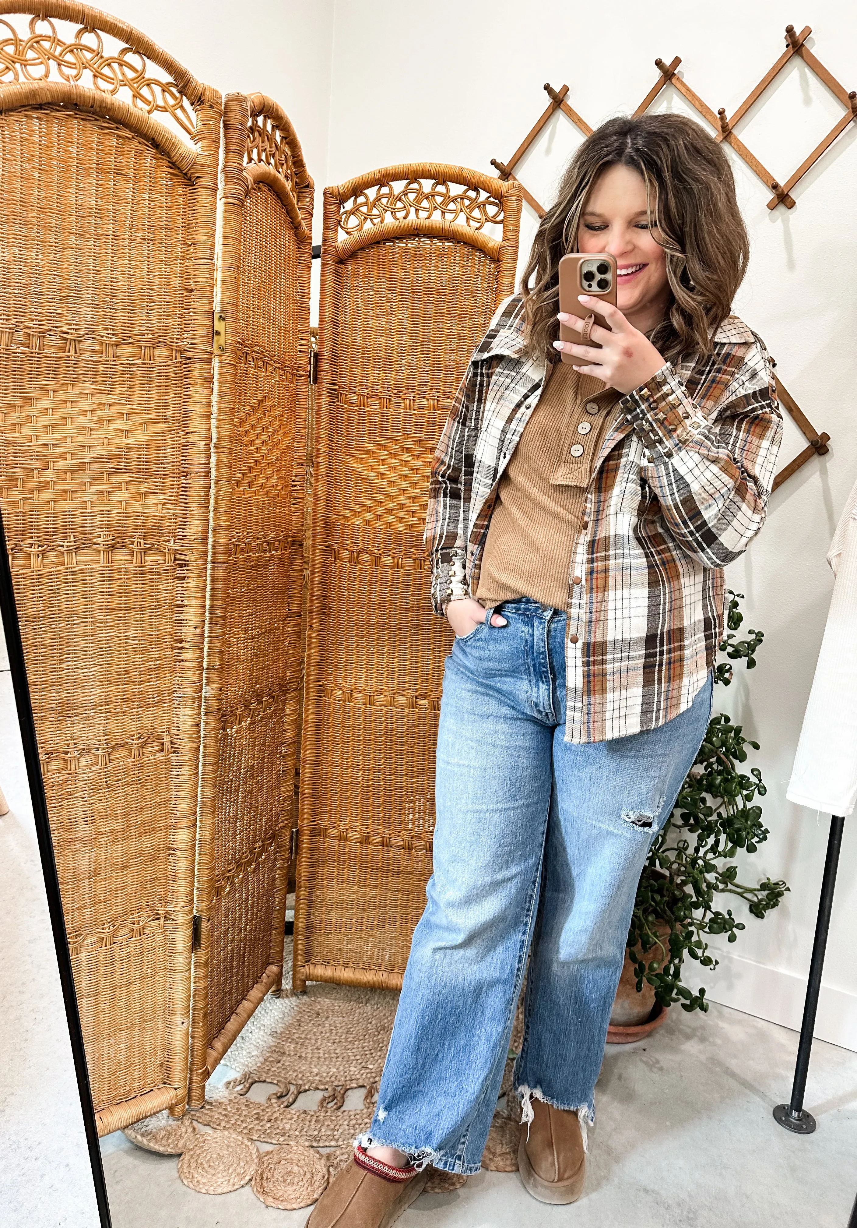 Studded Mocha Plaid