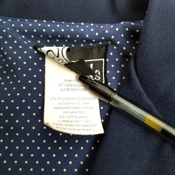 Suits Us Navy Blue Polka Dot Blazer Skirt Suit Set Sz 9/10 Retro Preppy Classic