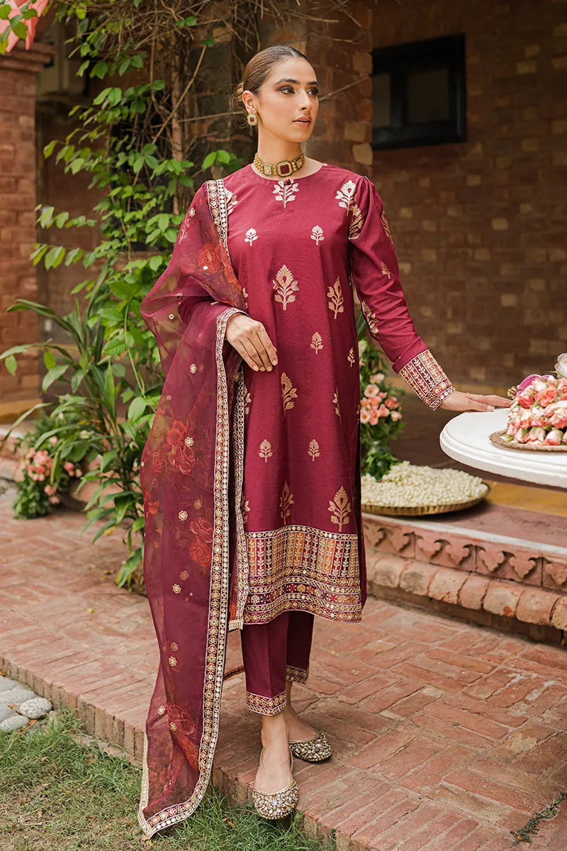 SYAH QURMAZI-3PC |  Cross Stitch The Bride Tribe Wedding Festive Collection 2022 | Unstitched Embroidered Jacquard Suits | Cross Stitch 2023