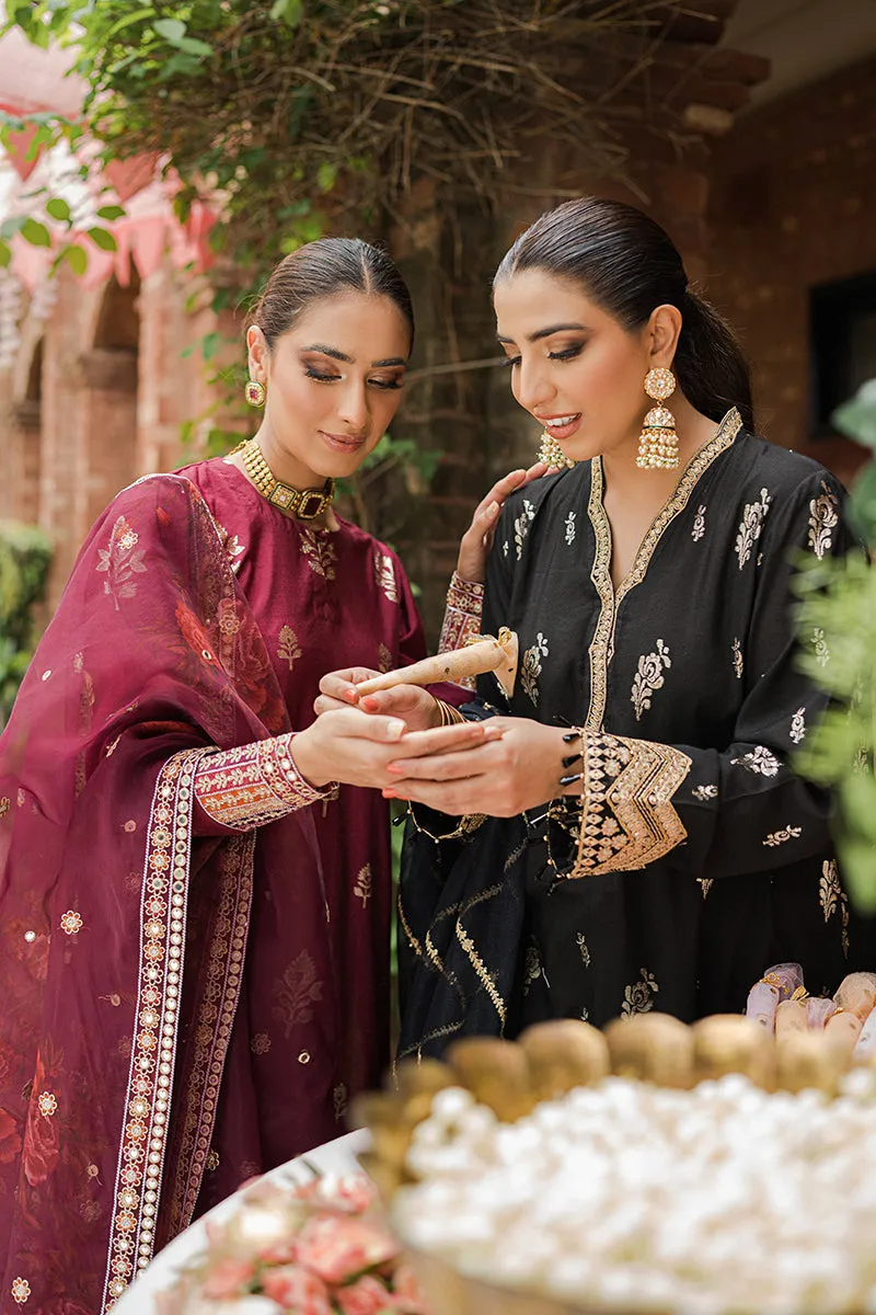 SYAH QURMAZI-3PC |  Cross Stitch The Bride Tribe Wedding Festive Collection 2022 | Unstitched Embroidered Jacquard Suits | Cross Stitch 2023