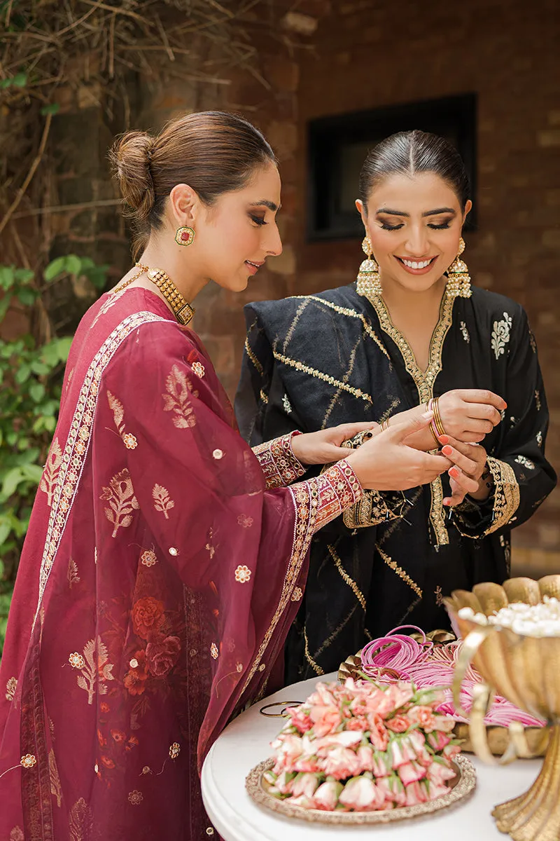 SYAH QURMAZI-3PC |  Cross Stitch The Bride Tribe Wedding Festive Collection 2022 | Unstitched Embroidered Jacquard Suits | Cross Stitch 2023