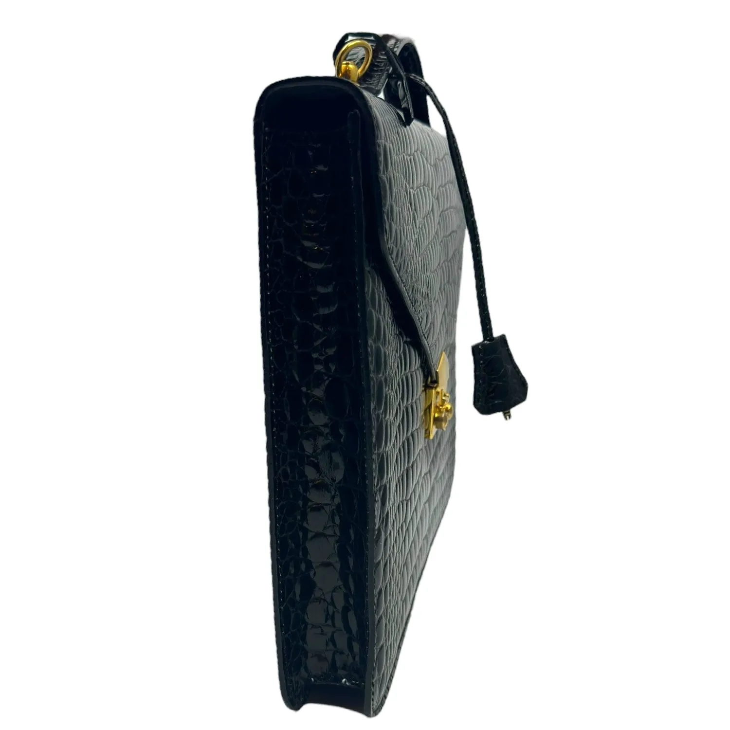 THE PERFECT BAG COMPANY Croc Snap Lock Briefcase - Black