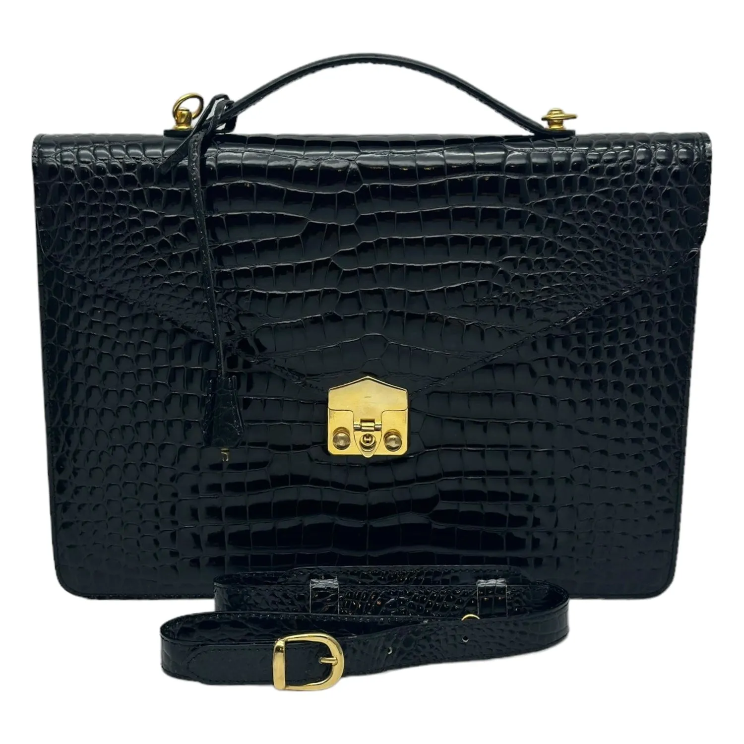 THE PERFECT BAG COMPANY Croc Snap Lock Briefcase - Black