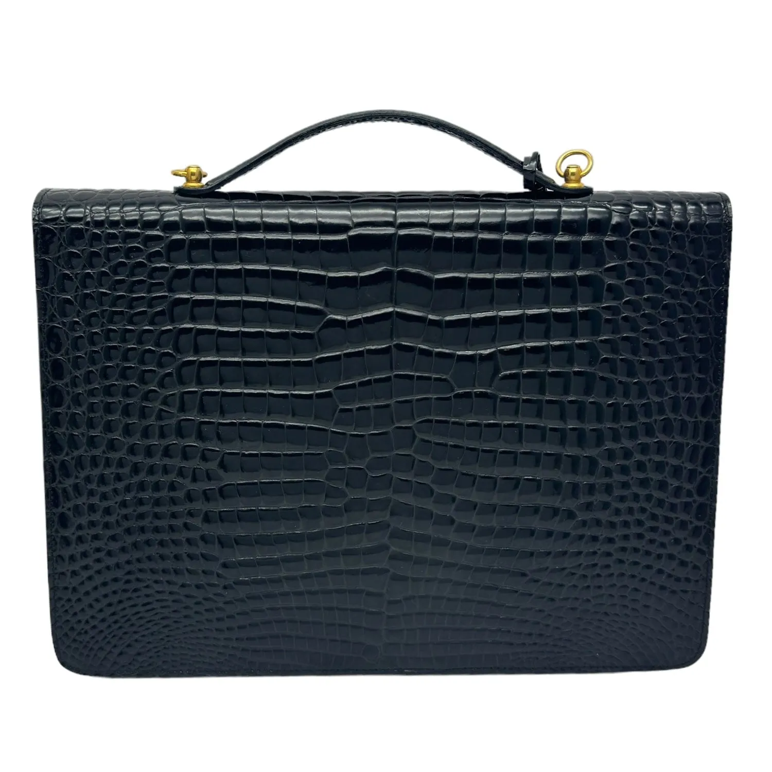 THE PERFECT BAG COMPANY Croc Snap Lock Briefcase - Black