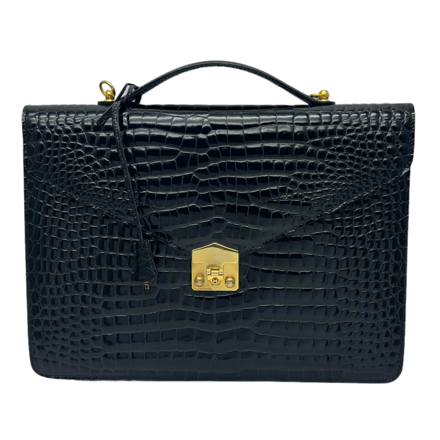 THE PERFECT BAG COMPANY Croc Snap Lock Briefcase - Black