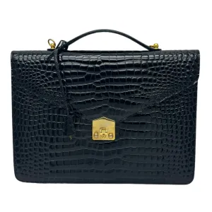THE PERFECT BAG COMPANY Croc Snap Lock Briefcase - Black