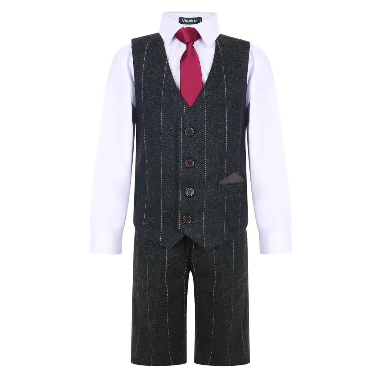 Thomas - Brown 4 Piece Shorts Suit