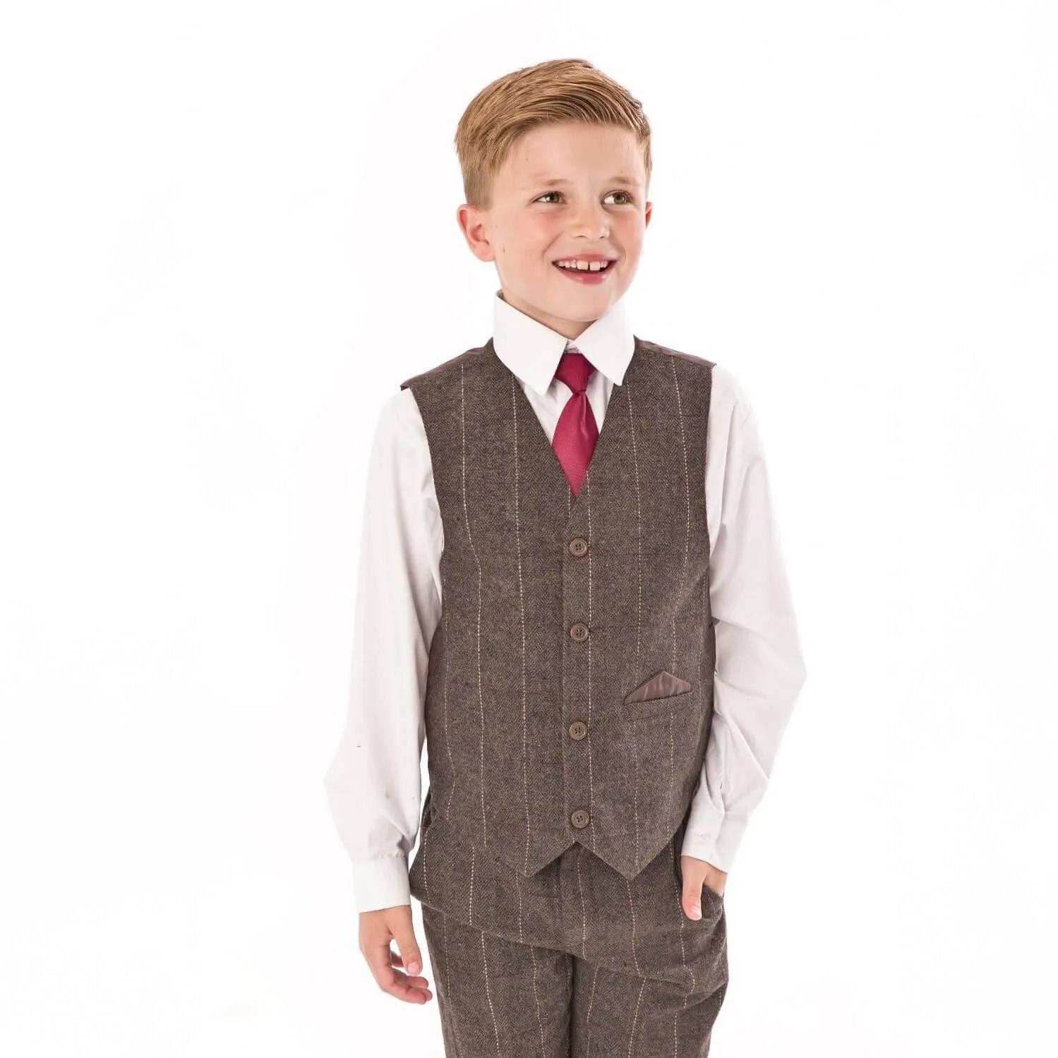 Thomas - Brown Tweed Check 4 Piece Suit
