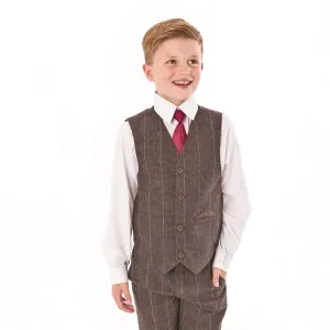 Thomas - Brown Tweed Check 4 Piece Suit