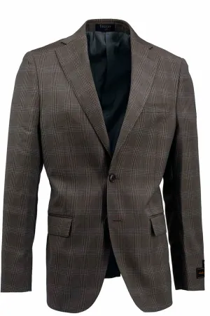 Tiglio Luxe Gray Brown with Windowpane Dolcetto Modern Fit, Pure Wool Jacket TL3382