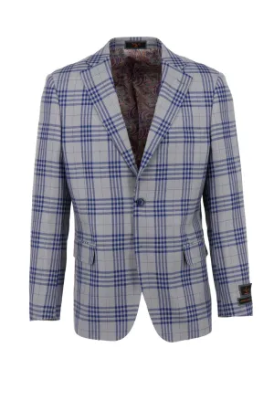 Tiglio Luxe Gray with Navy Windowpane Dolcetto Modern Fit, Pure Wool Jacket TL4269