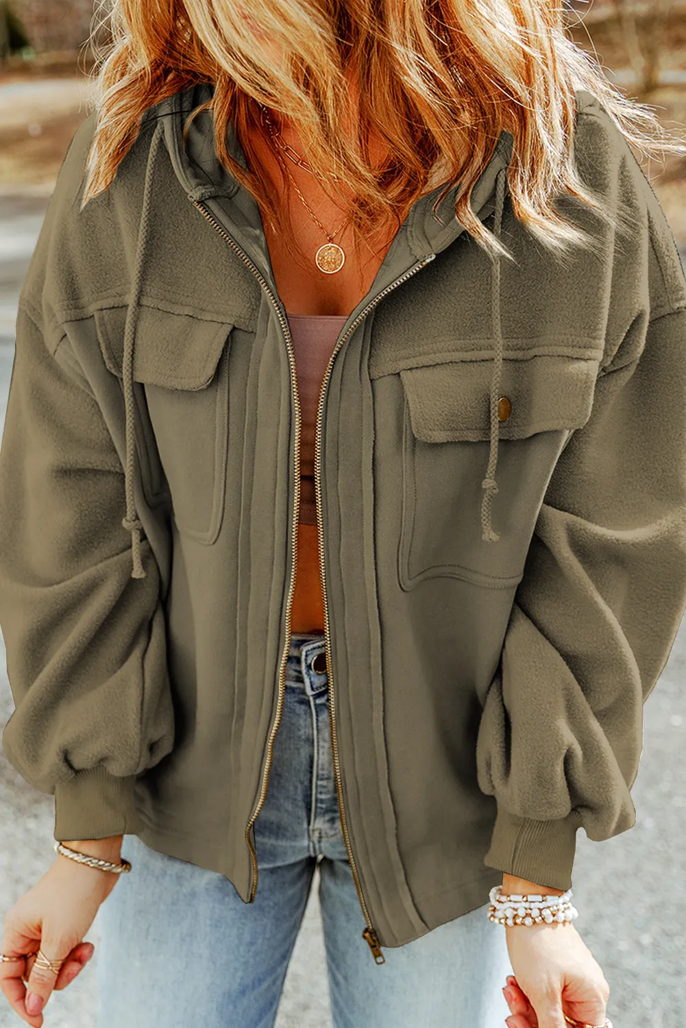 Tillie Zip-Up Drawstring Hooded Jacket