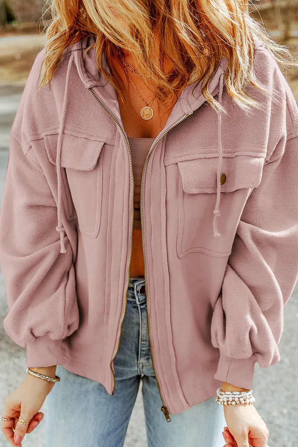 Tillie Zip-Up Drawstring Hooded Jacket