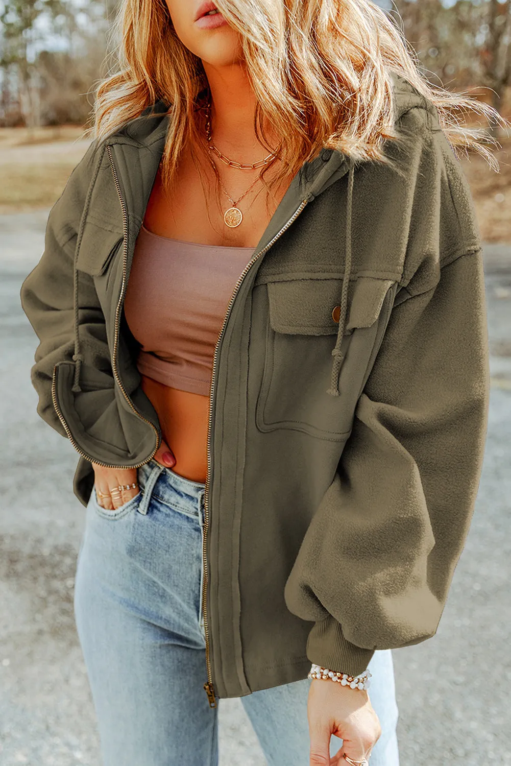 Tillie Zip-Up Drawstring Hooded Jacket