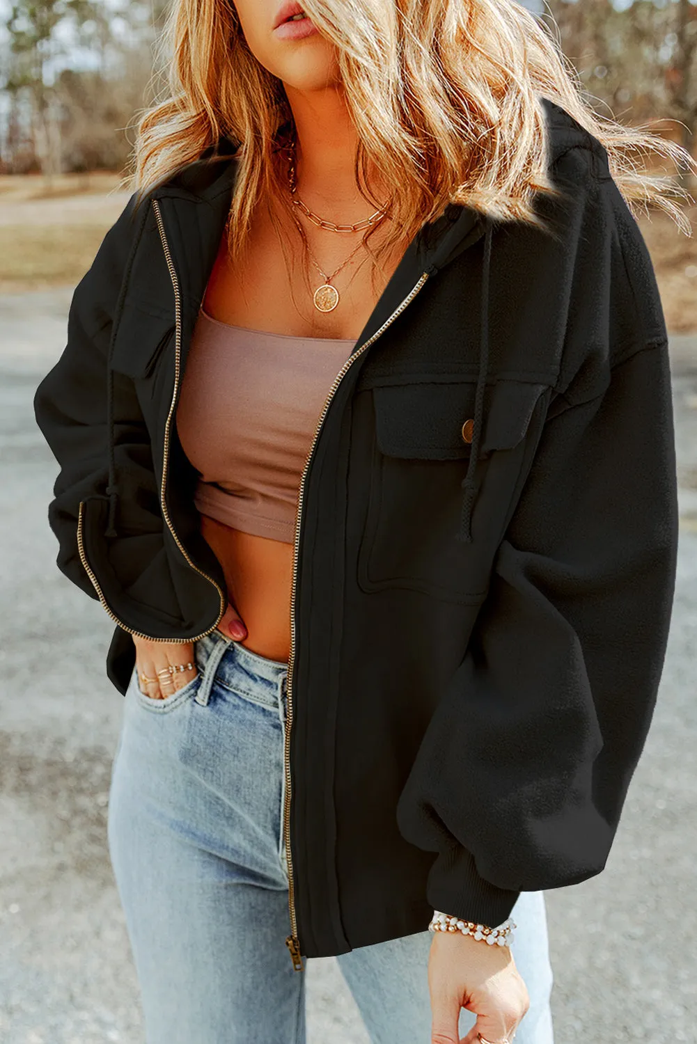 Tillie Zip-Up Drawstring Hooded Jacket