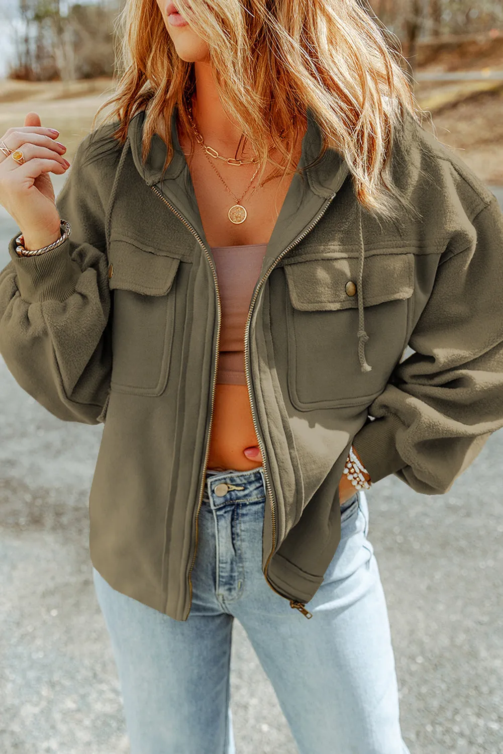 Tillie Zip-Up Drawstring Hooded Jacket