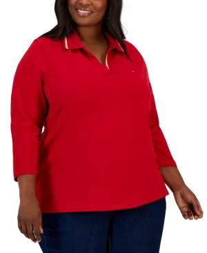 Tommy Hilfiger Womens Plus Size Johnny-Collar Polo Shirt W2XH0447