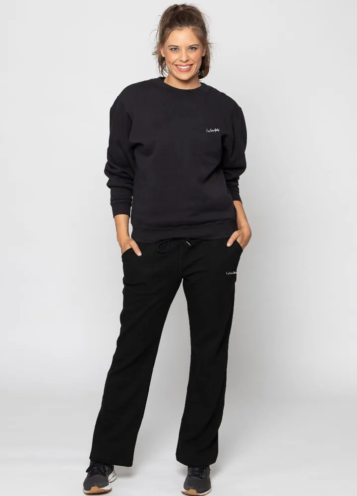 Track Pants for Women Wide Leg - Black