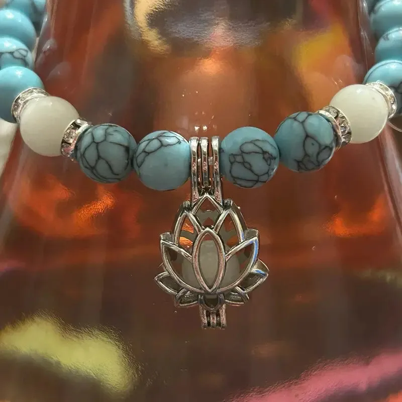 Turquoise Crystal Glow-in-the-Dark Bracelet for Balance and Healing - Elegant Gift for Women’s Birthdays