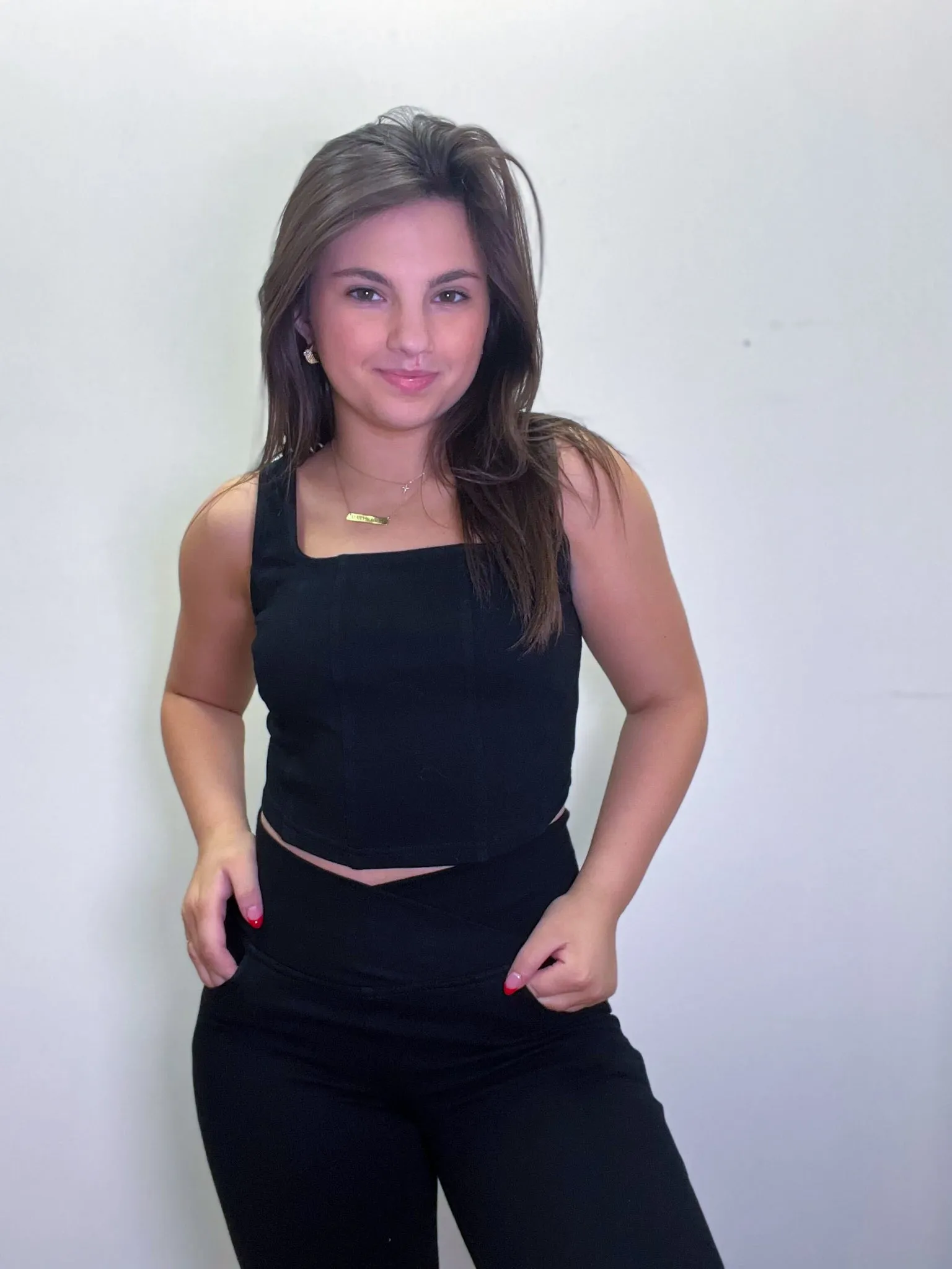 Twill Square Neck Crop Top