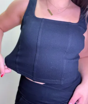 Twill Square Neck Crop Top