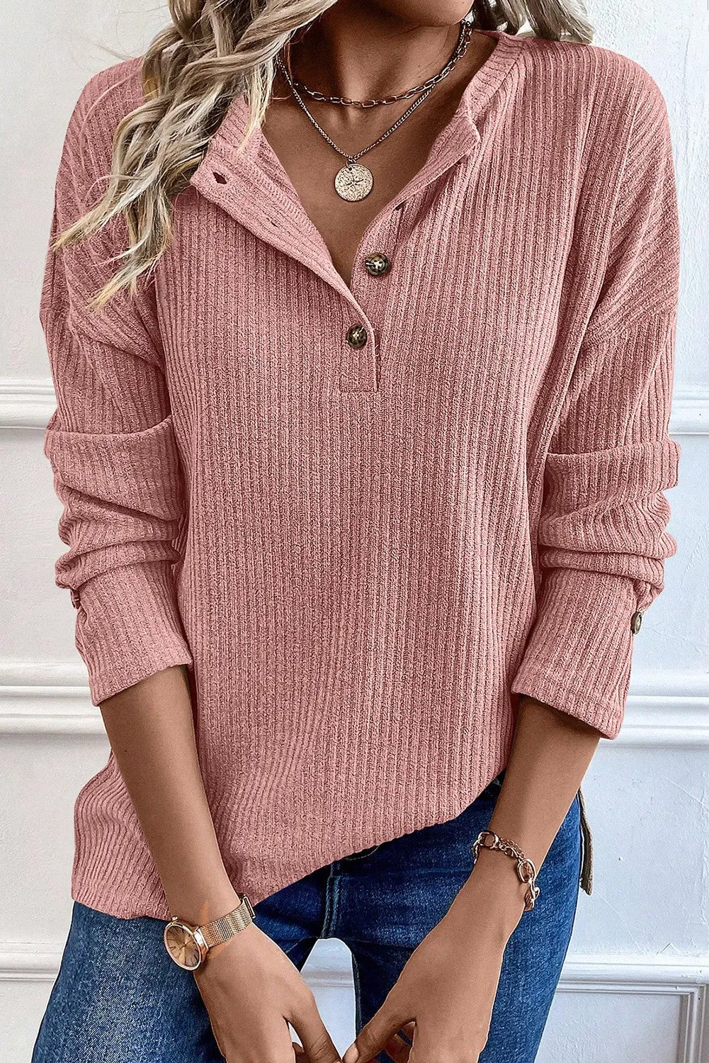 Tyson Rib Textured Henley Top