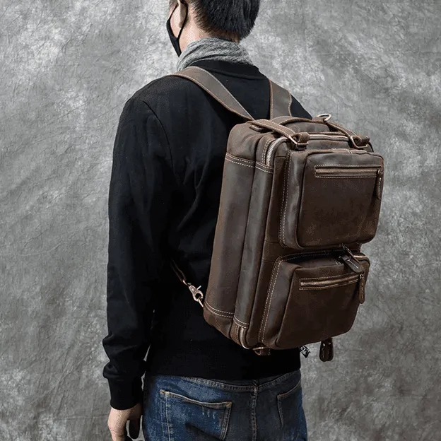 VacationGrabs Genuine Leather Backpack Briefcase