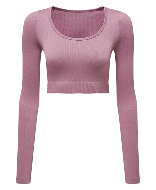 Validate Women’s TriDri® ribbed seamless '3D Fit' crop top Mauve
