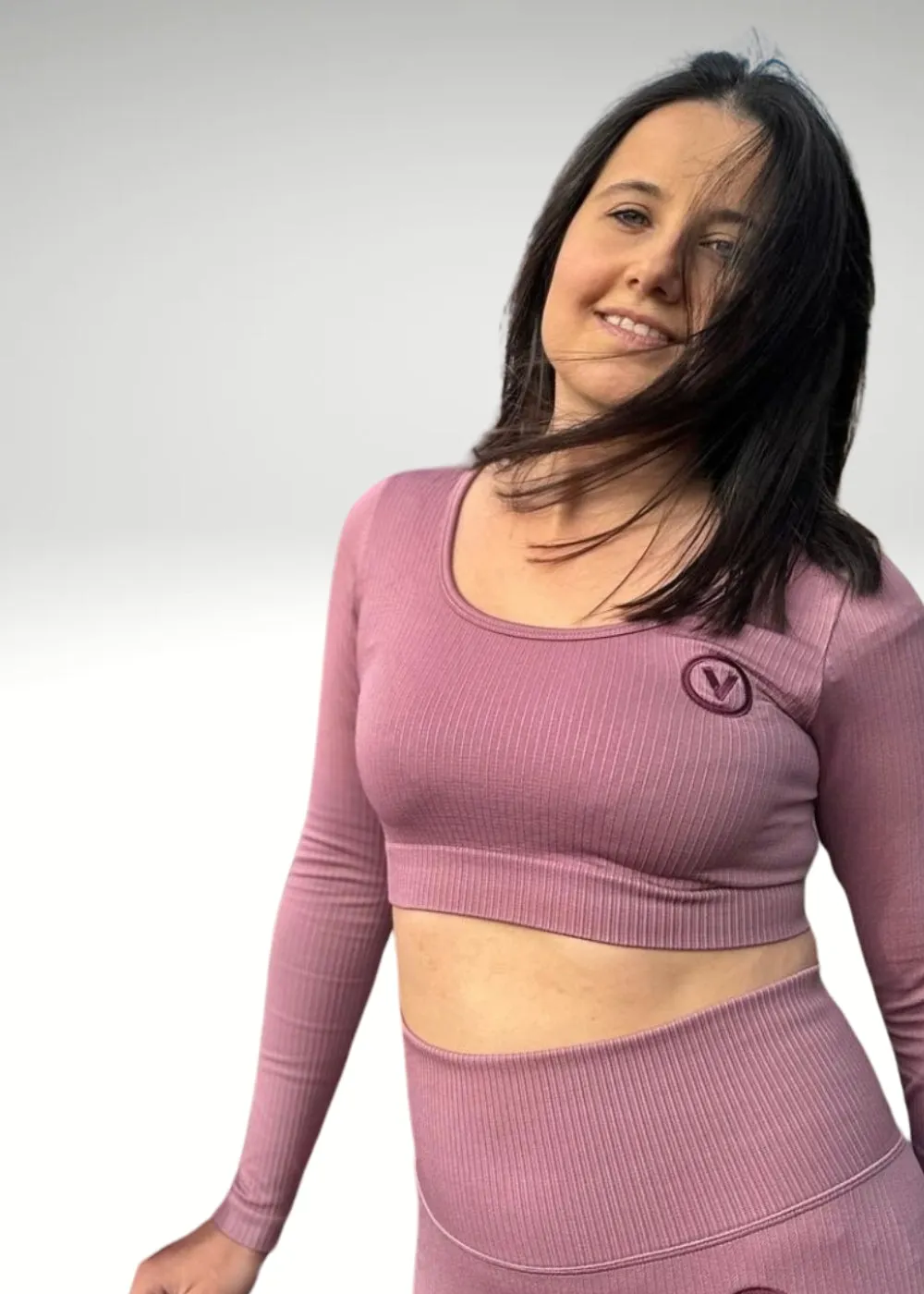 Validate Women’s TriDri® ribbed seamless '3D Fit' crop top Mauve