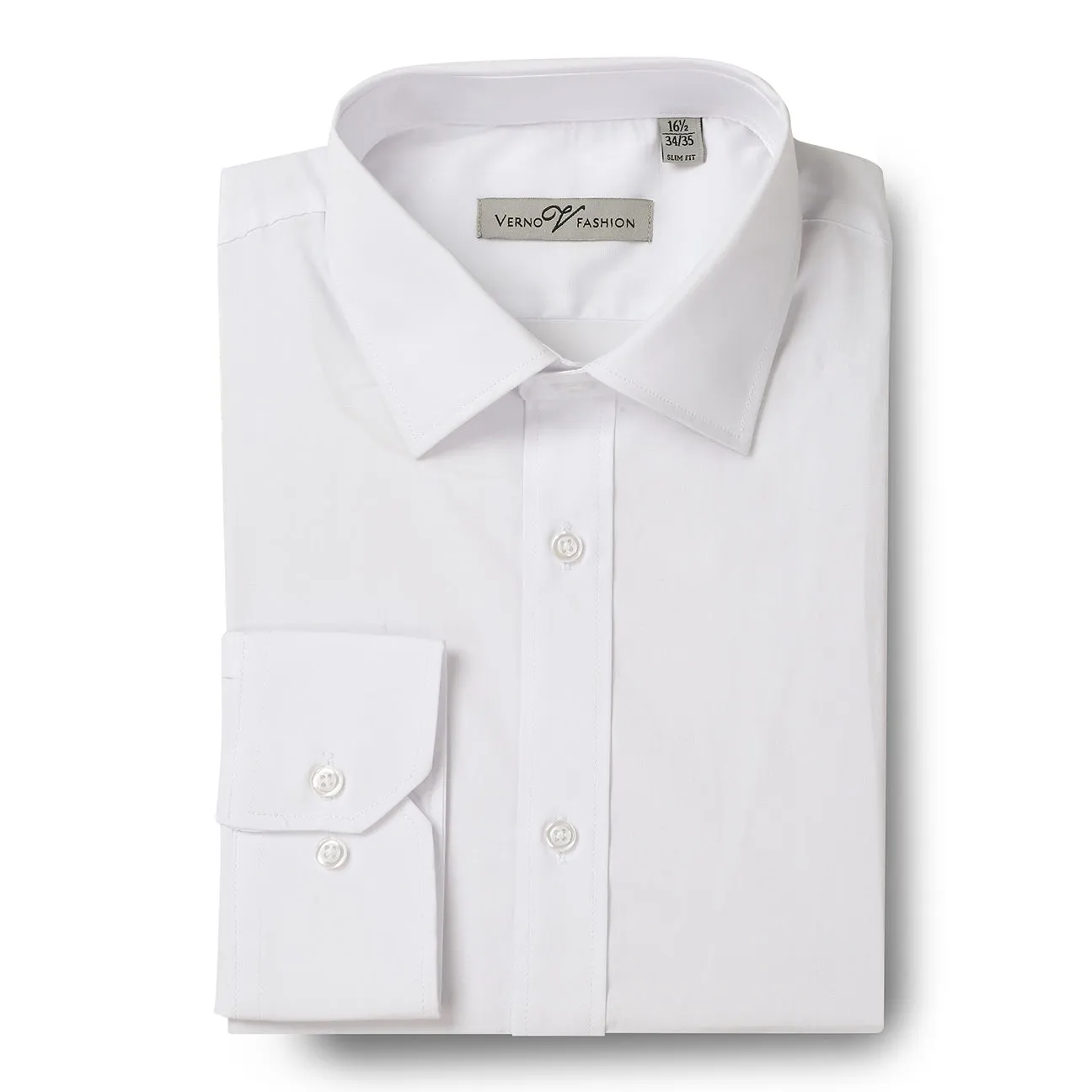 VERNO White Slim Fit Long Sleeve Stretch Dress Shirt TCS01-SL
