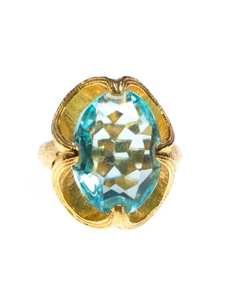 Vintage Blue Topaz Crystal Statement Cocktail Ring