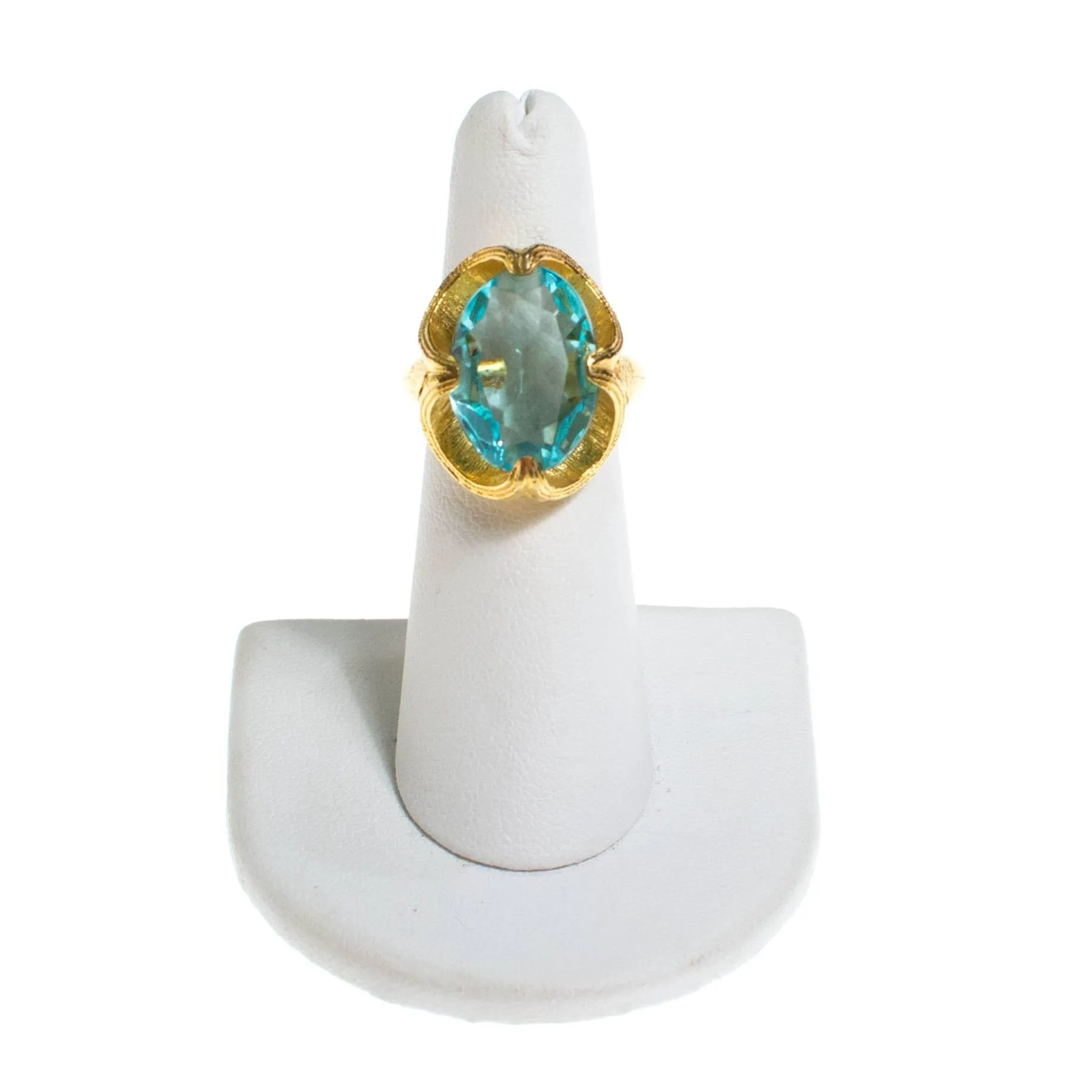 Vintage Blue Topaz Crystal Statement Cocktail Ring
