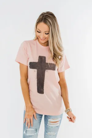 Vintage Cross Graphic Tee- Peach