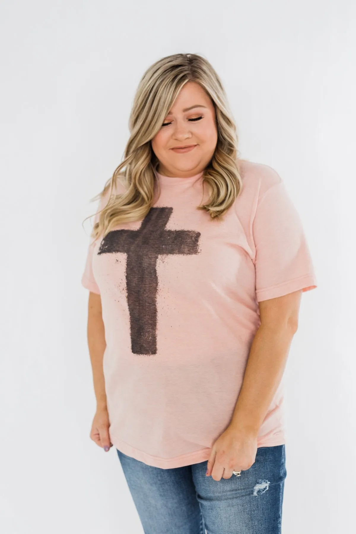 Vintage Cross Graphic Tee- Peach