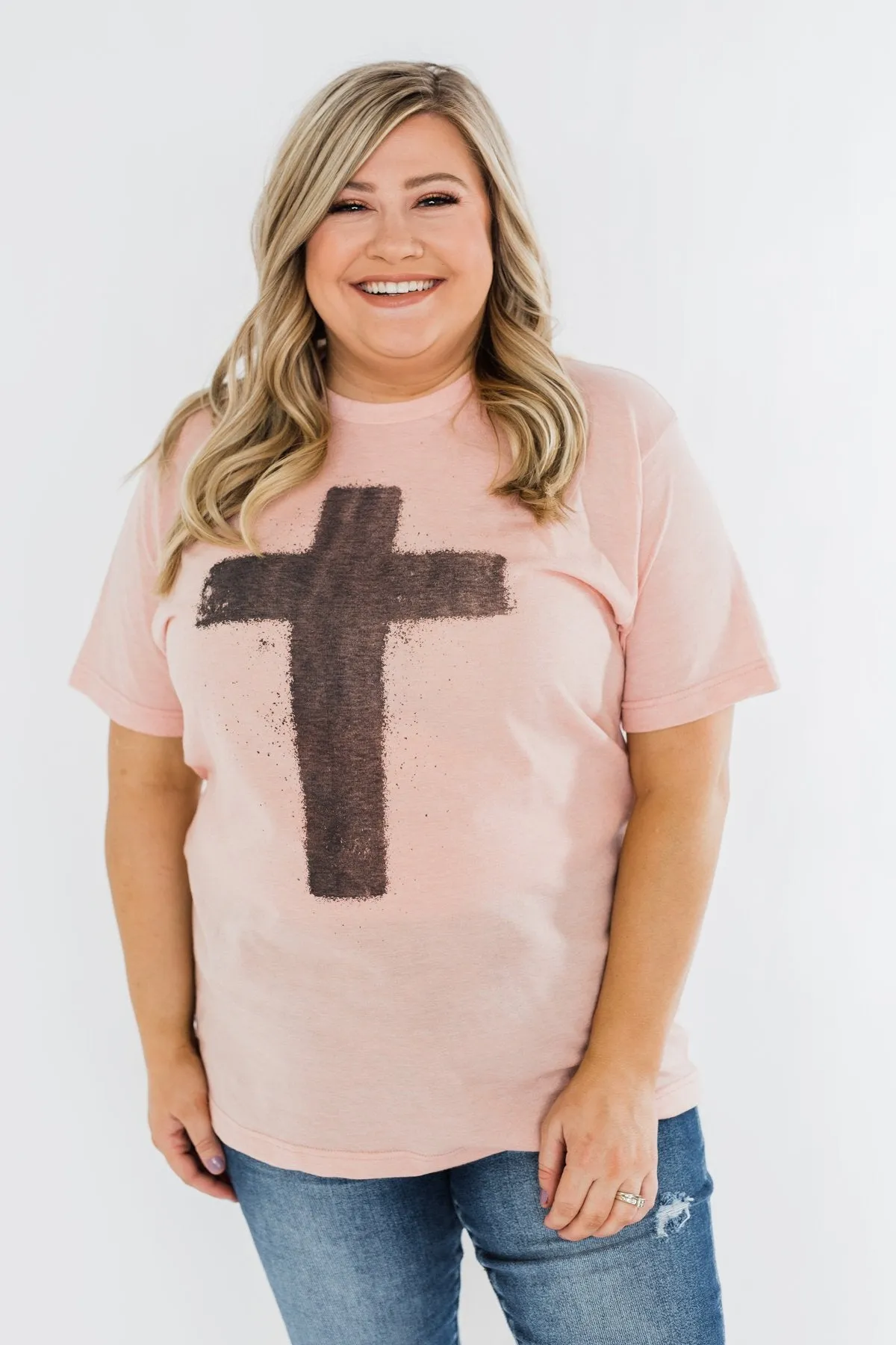 Vintage Cross Graphic Tee- Peach