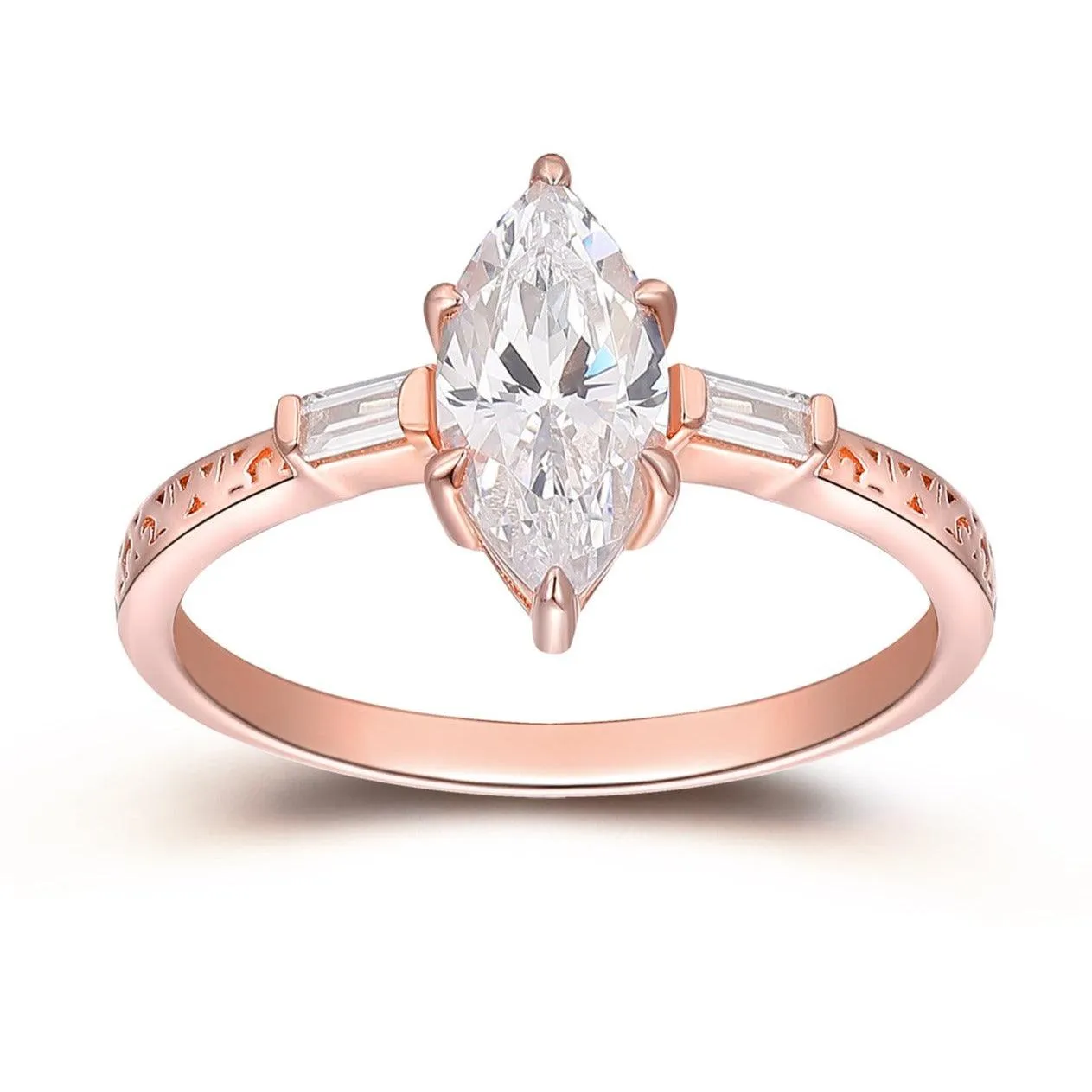 Vintage Prong Set Marquise Cut Moissanite Bridal Ring Classic Engagement Ring For Her